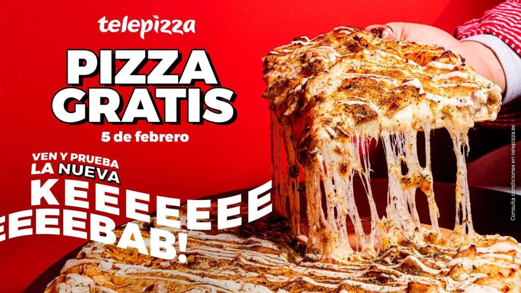 ¡Pizza gratis en todo el país! Telepizza regalará más de 80.000 porciones de su nueva Telepizza Kebab en más de 400 locales de toda España