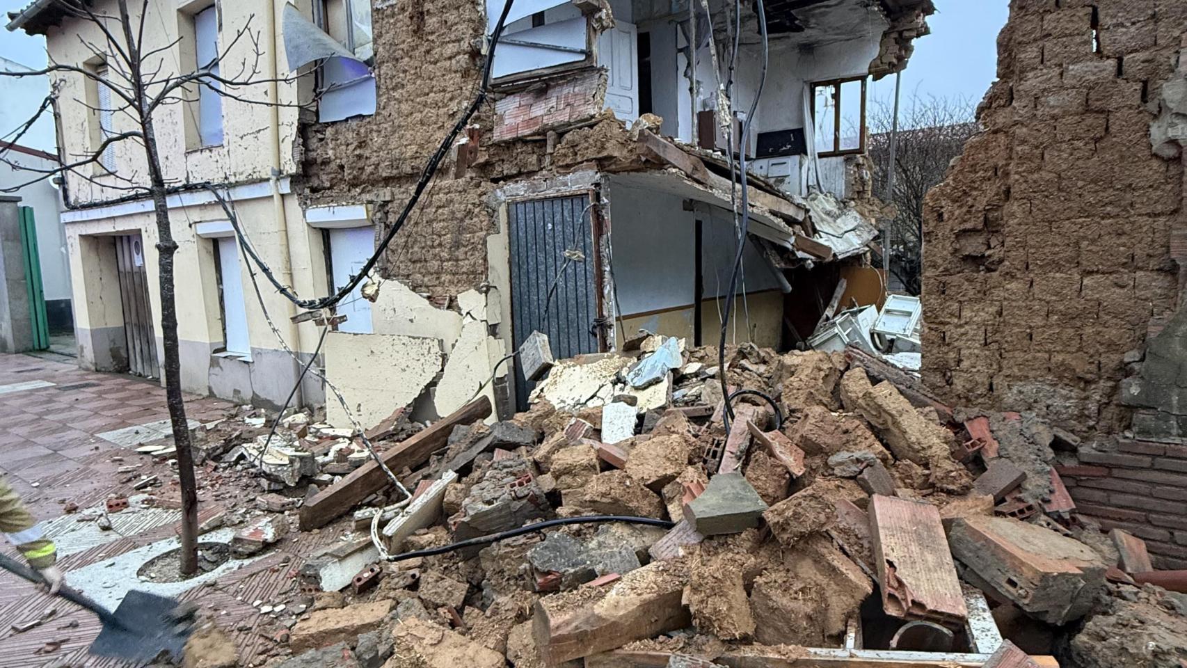 La vivienda derrumbada en León