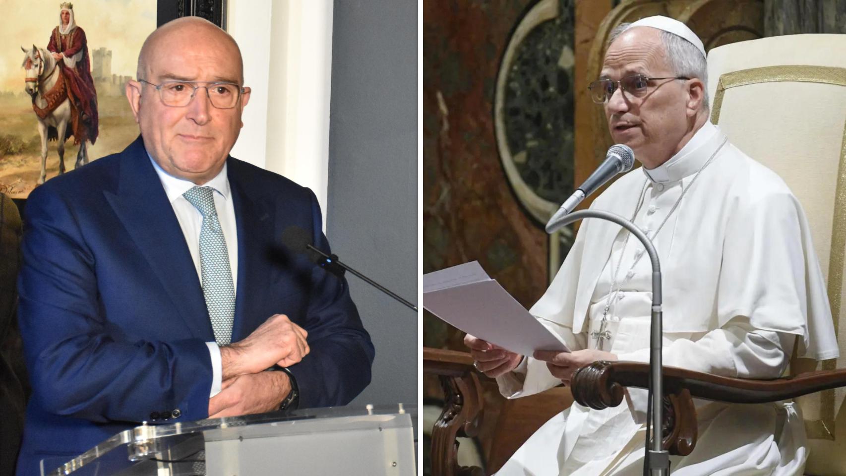 Jesús Julio Carnero y el Papa León XIV (foto: EFE)