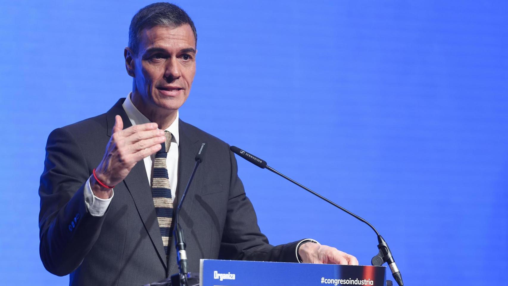 El presidente del Gobierno, Pedro Sánchez, este jueves durante la clausura el Congreso Nacional de Industria.