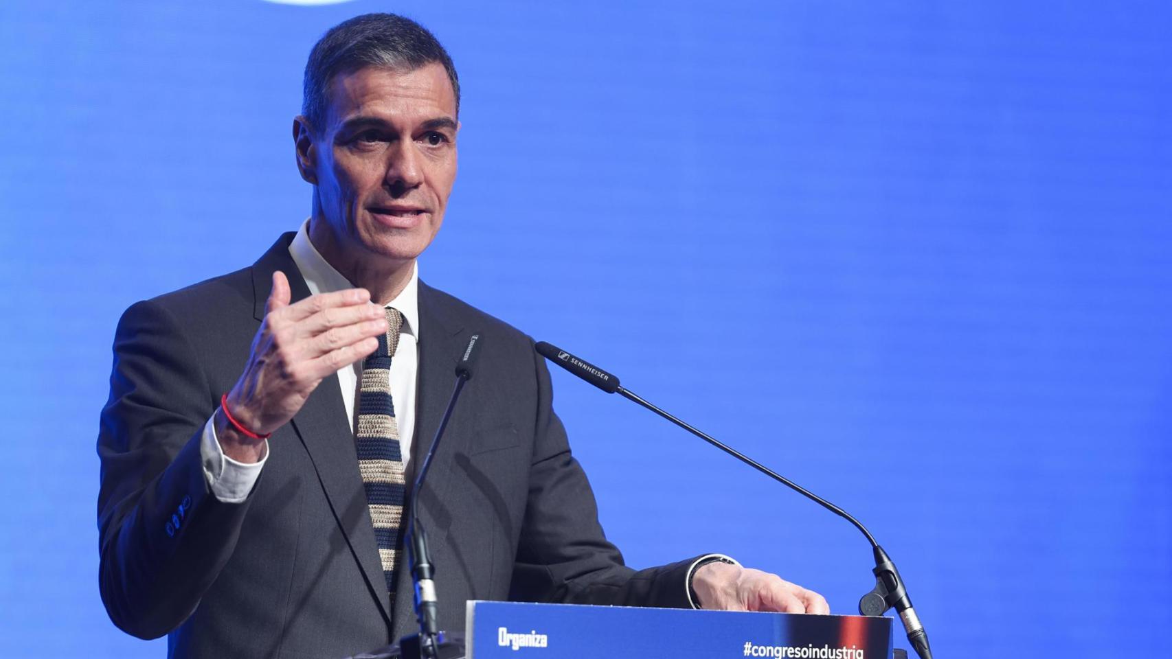 El presidente del Gobierno, Pedro Sánchez, este jueves durante la clausura el Congreso Nacional de Industria.
