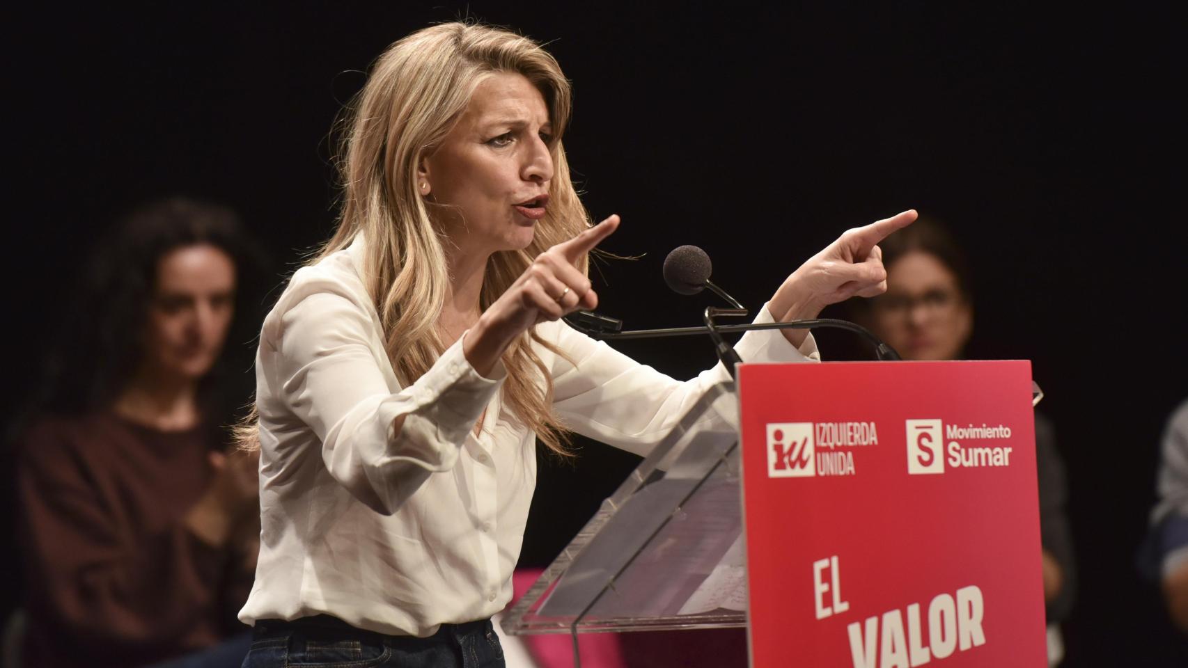 La vicepresidenta segunda del Gobierno y ministra de Trabajo y Economía Social, Yolanda Díaz, durante un acto de campaña electoral.