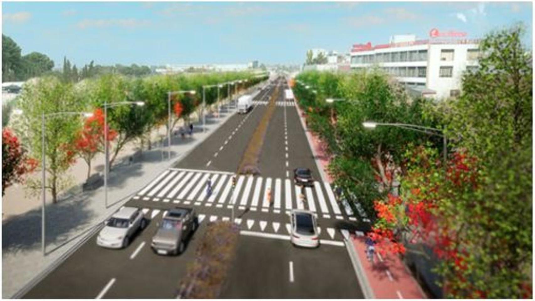 Infografía de la actuación una vez finalizadas las obras en la N-232 en Utebo.