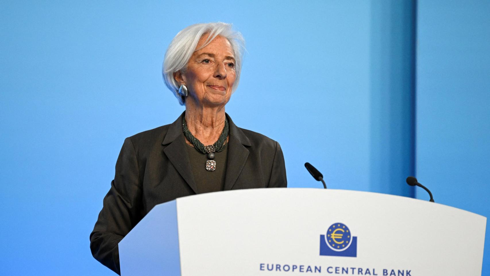 La presidenta del BCE, Christine Lagarde, durante una rueda de prensa.
