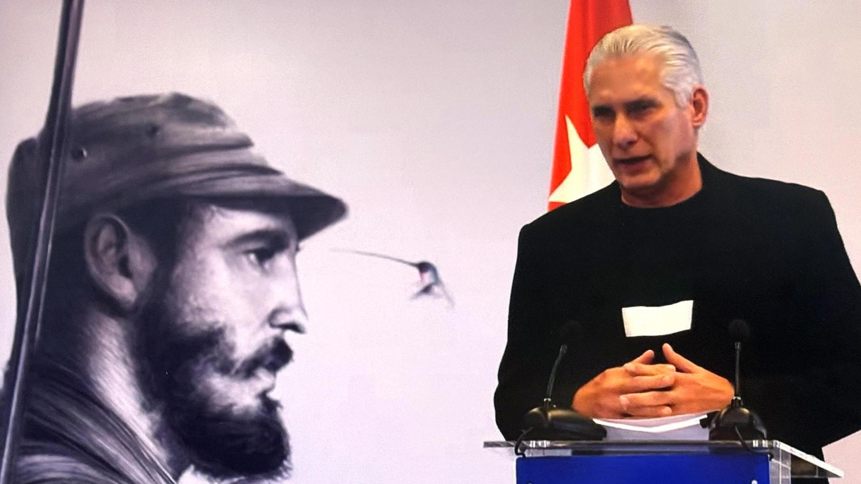 Captura de pantalla tomada de una transmisión de la Presidencia de Cuba, del mandatario Miguel Díaz-Canel.