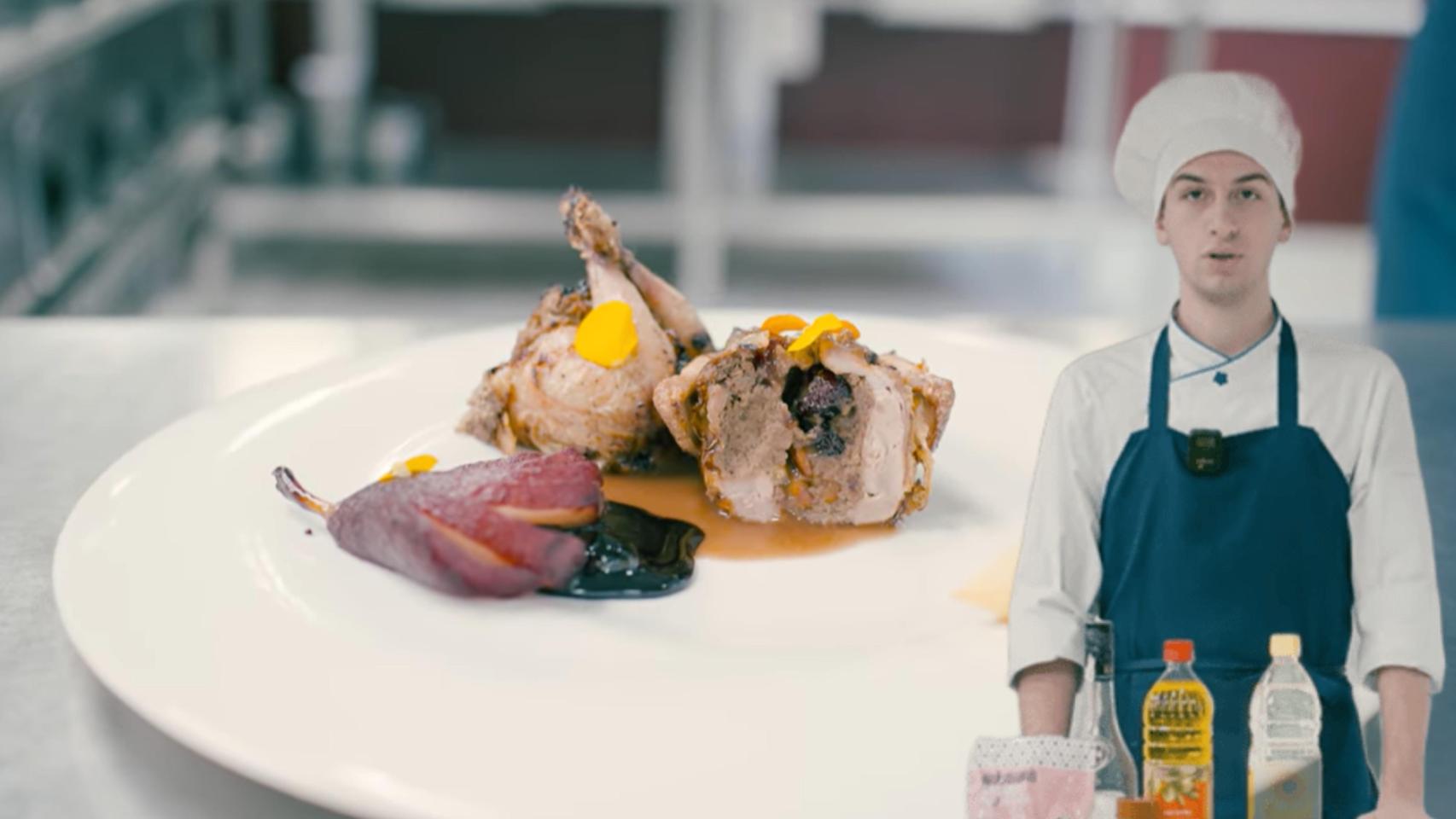 Montaje de Álvaro Gorjón Serna junto a su codorniz rellena a la castellana