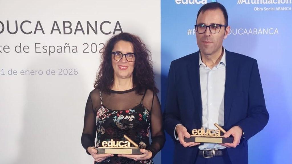 Fina Paulos y Óscar Rey en los Premios Educa ABANCA. Cedida