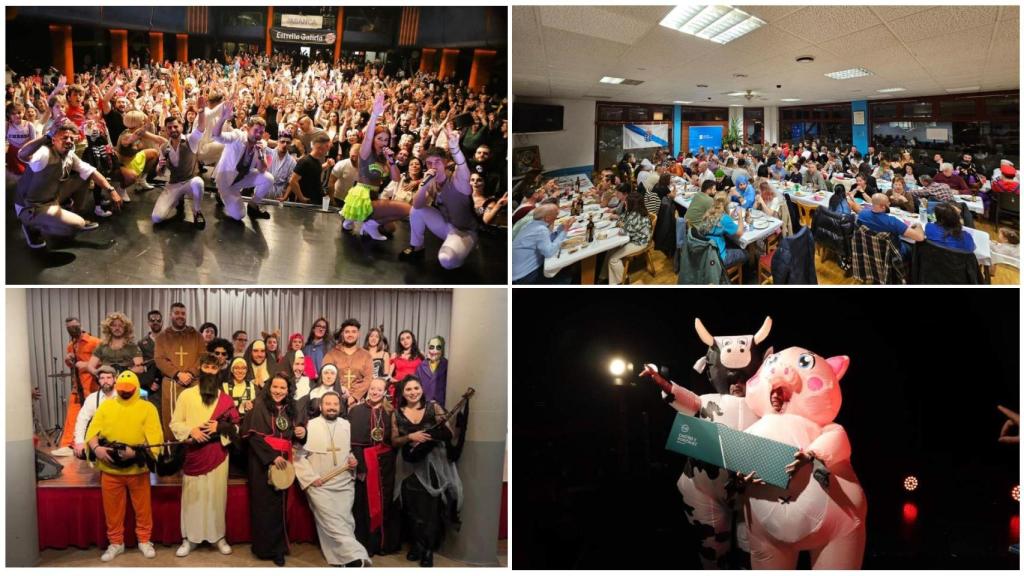 Imágenes de diferentes celebraciones de carnaval de emigrantes gallegos en Ginebra y en Zúrich (Suiza)