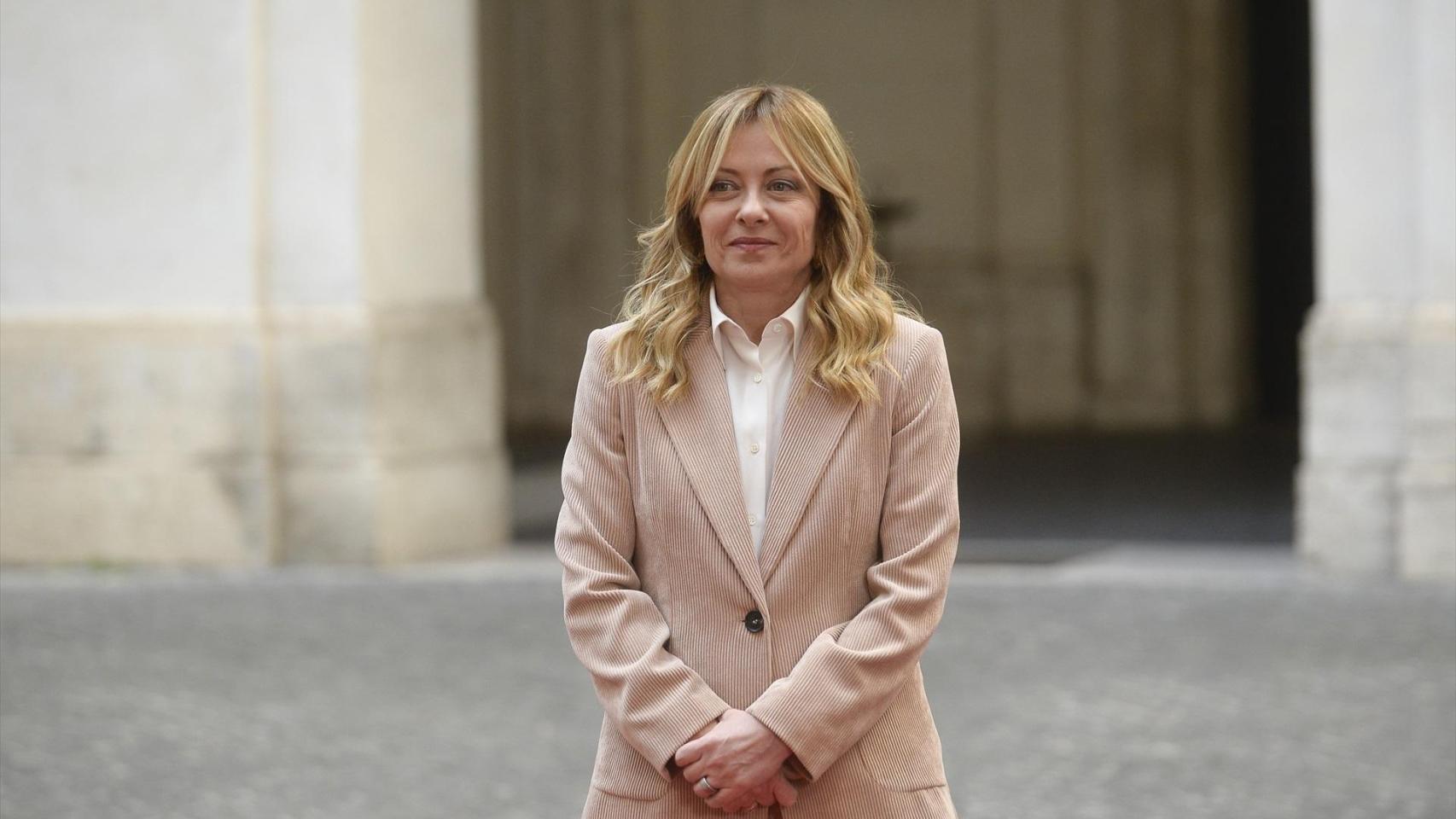 Giorgia Meloni este jueves en un acto en Roma.