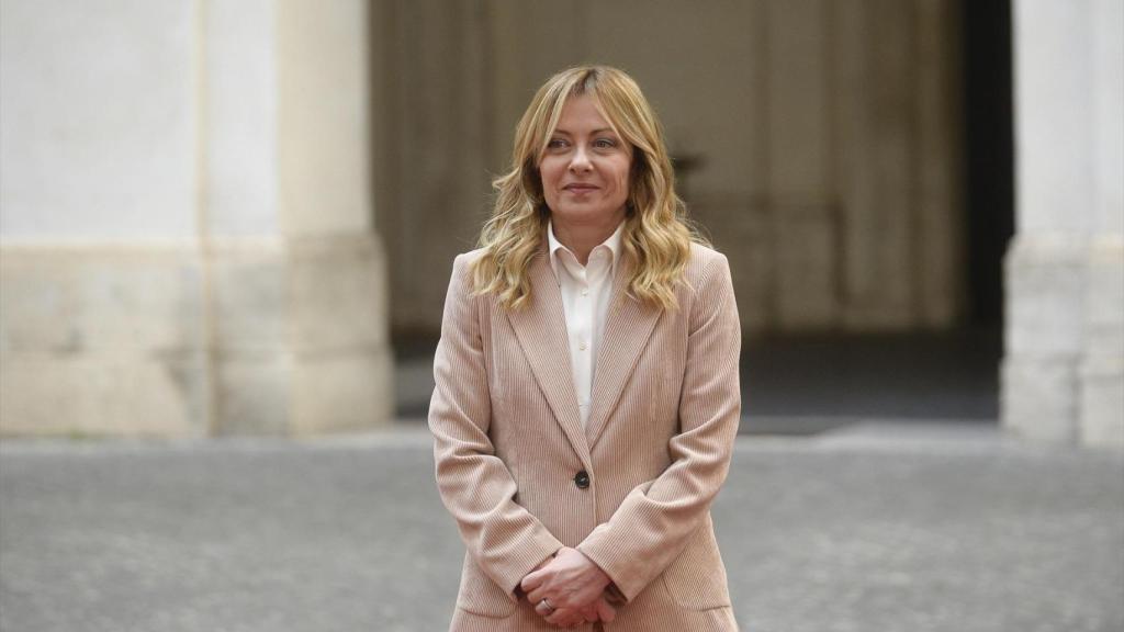 Giorgia Meloni este jueves en un acto en Roma.