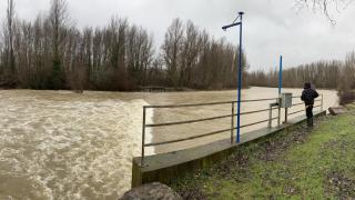 Crecida del río Bernesga a la altura de Carbajal de la Legua (León)