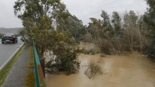 Vista de la crecida del Río Guadiamar a su paso por Sanlúcar la Mayor (Sevilla).