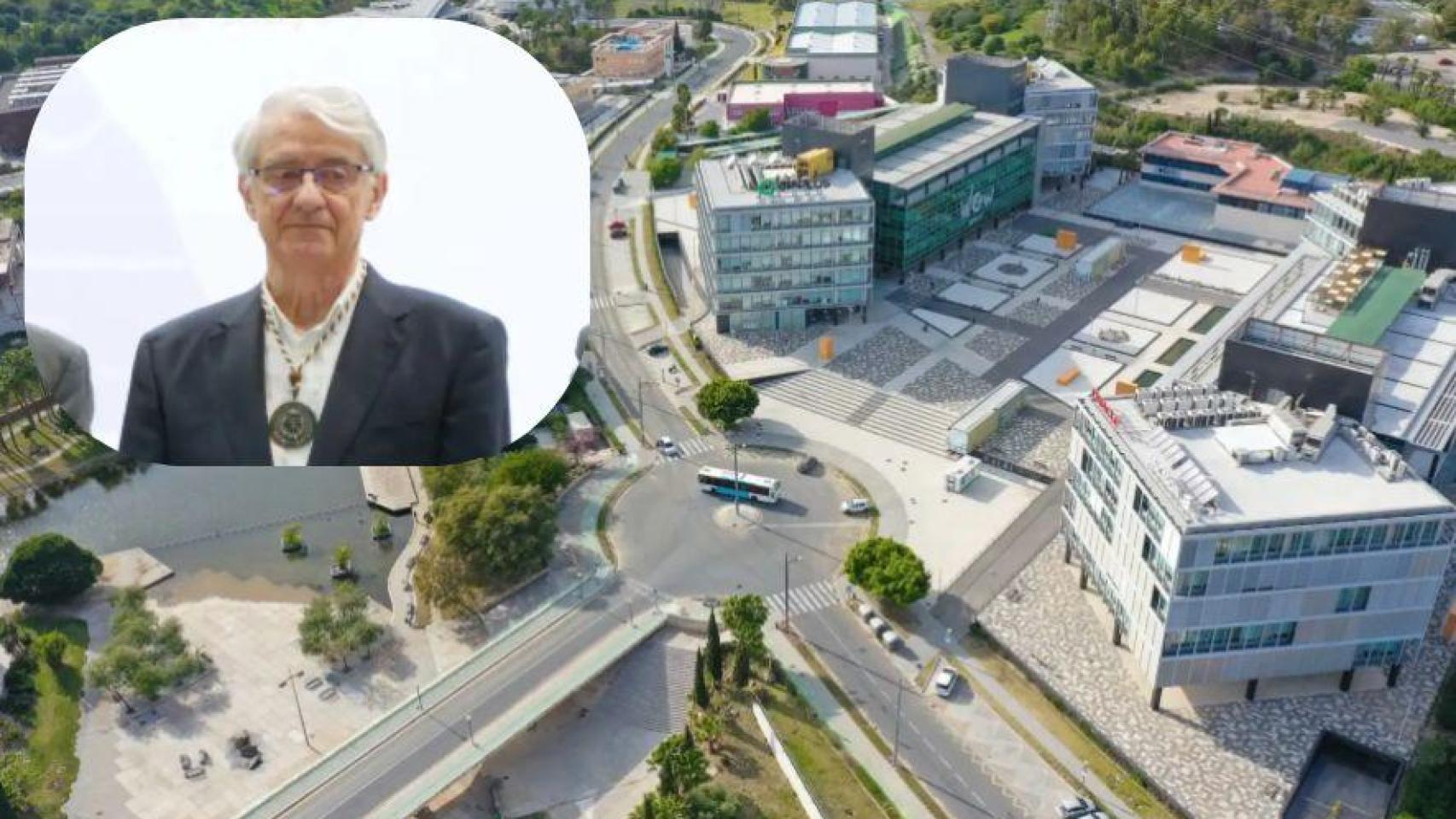 Luis Fernando Martínez y una imagen del parque tecnológico.