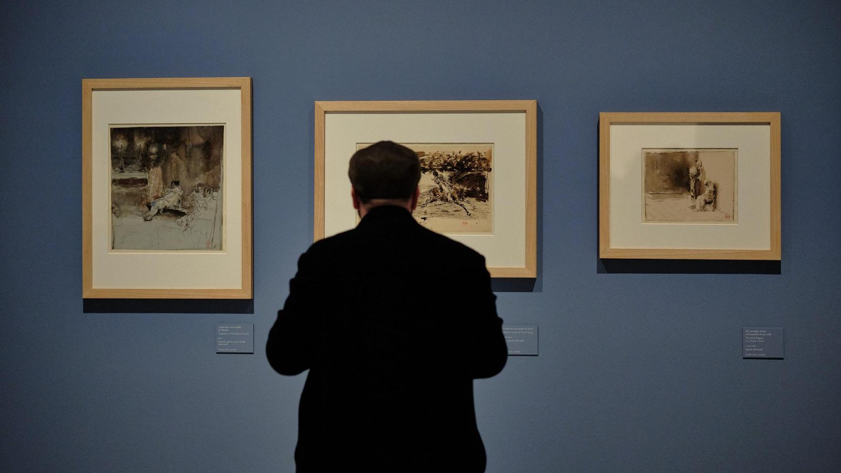 Varias de las obras de Mariano Fortuny expuestas en el Museo Carmen Thyssen Málaga.