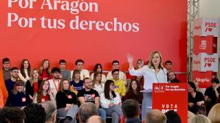 Pilar Alegría durante el cierre de campaña.