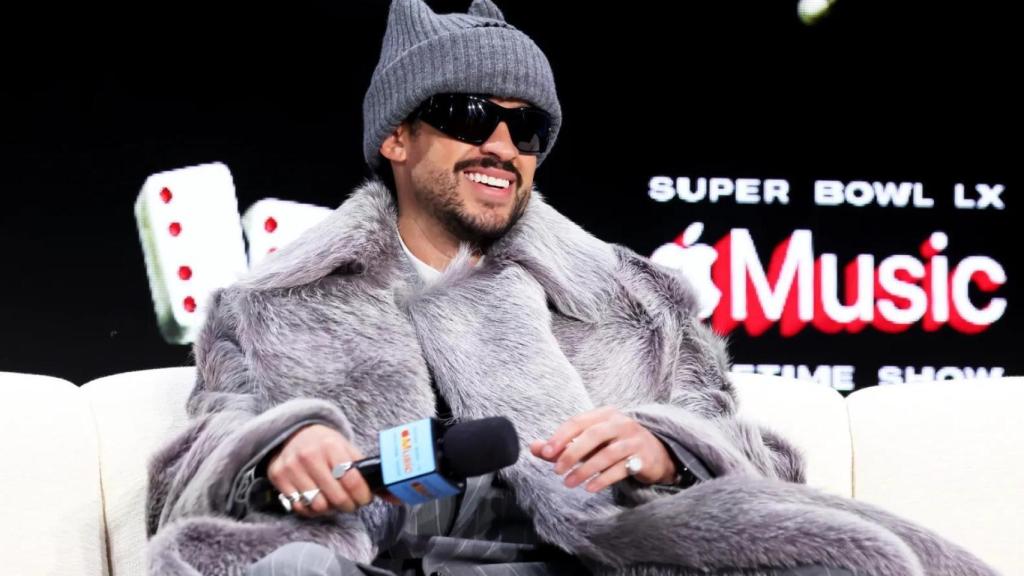 Bad Bunny, en la conferencia de prensa en la previa del Super Bowl.