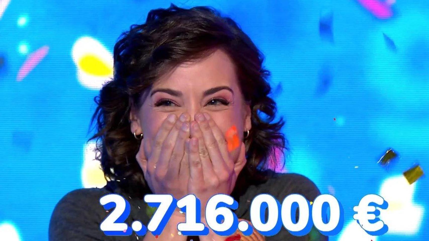 Rosa, justo en el momento de ganar 2.716.000 euros del bote de 'Pasapalabra'.