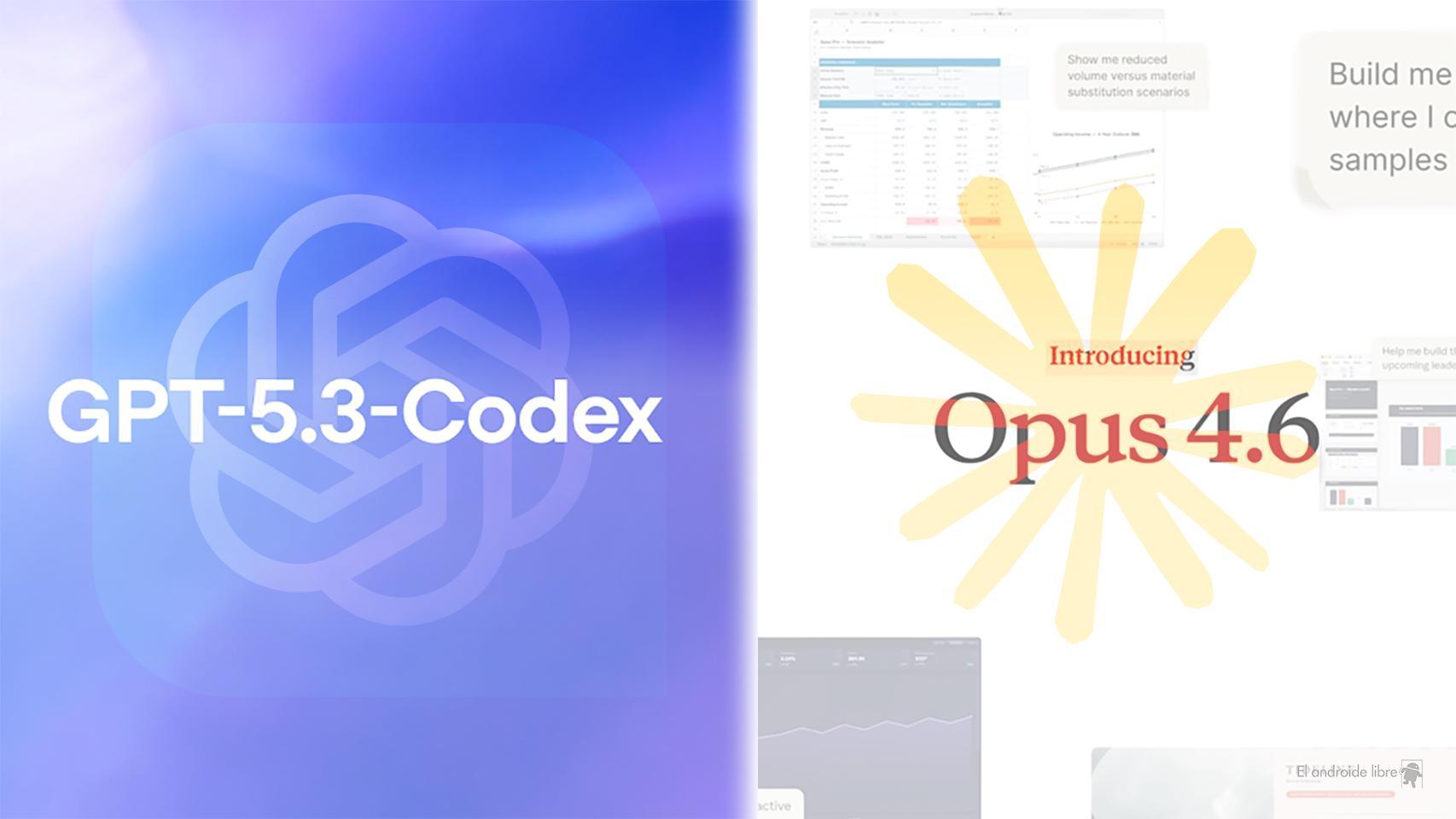 Fotomontaje inspirado en GPT-5.3 Codex y Opus 4.6