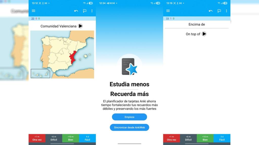 La app Anki en Android