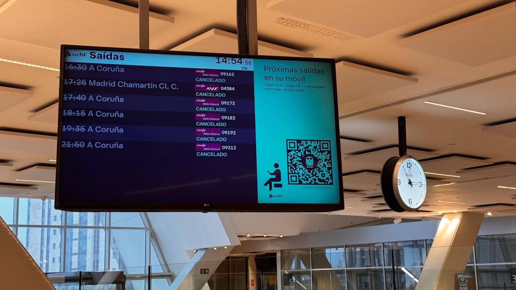 Salidas de AVE y Media Distancia suspendidas por el temporal en Vigo