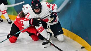 Kristin O'Neil, durante el partido ante Suiza en los Juegos Olímpicos de Invierno.