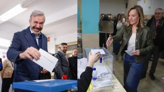 Jorge Azcón y Pilar alegría votando en las elecciones del 8-F.