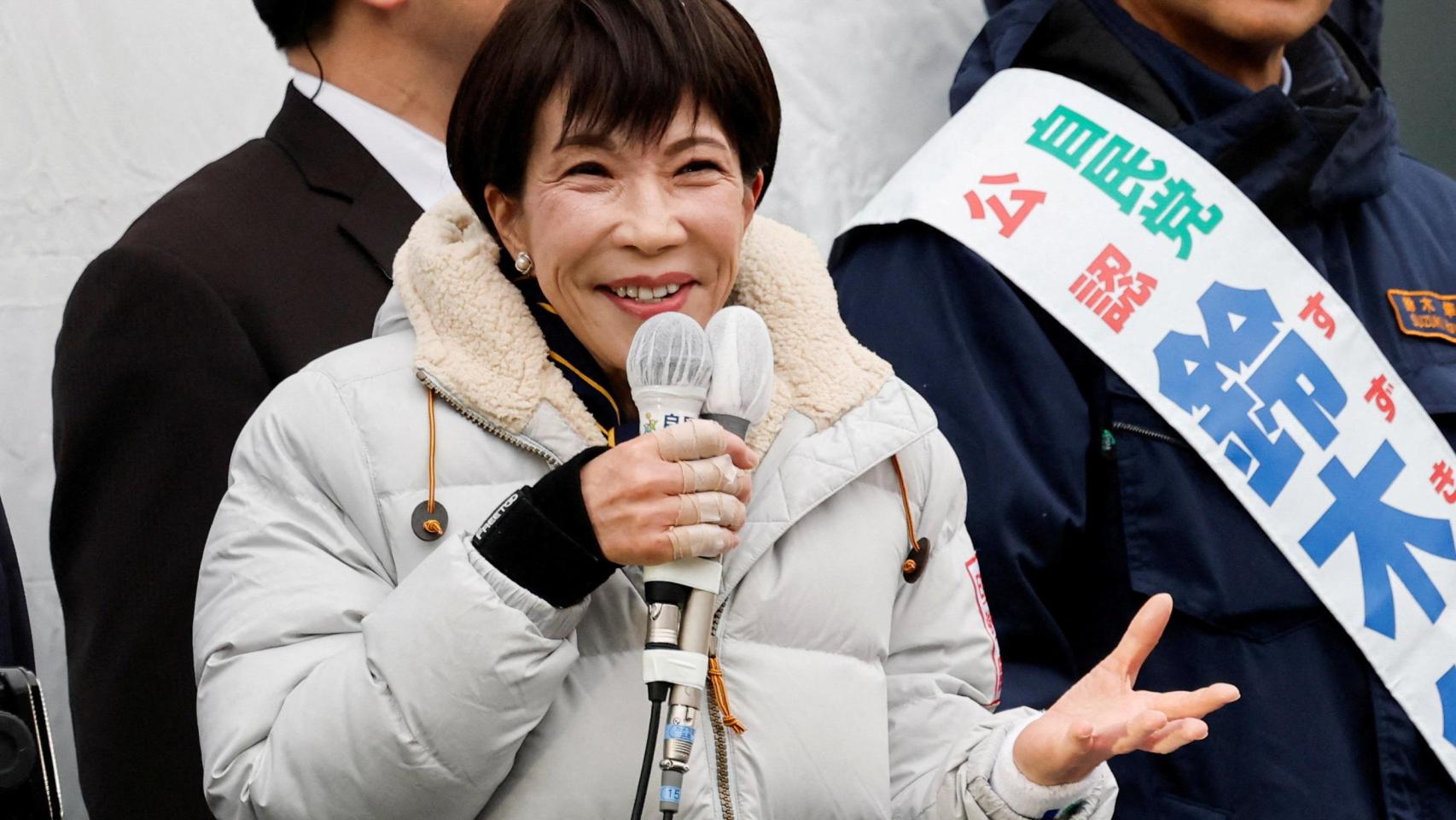 La primera ministra japonesa, Sanae Takaichi, durante un acto electoral.
