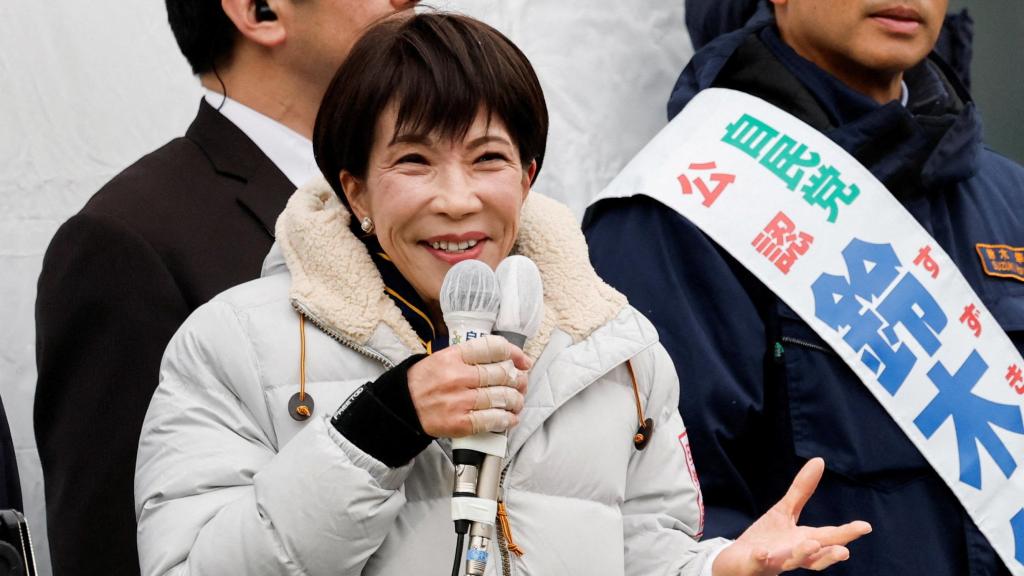 La primera ministra japonesa, Sanae Takaichi, durante un acto electoral.