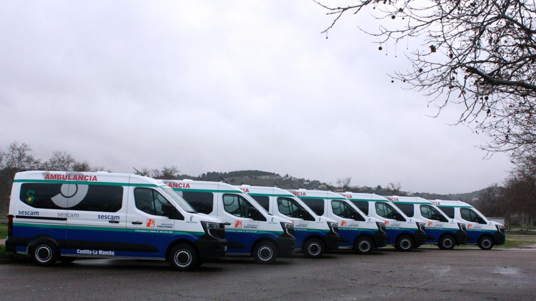 Las nuevas ambulancias que ha incorporado Finisterre a su flota en Toledo.