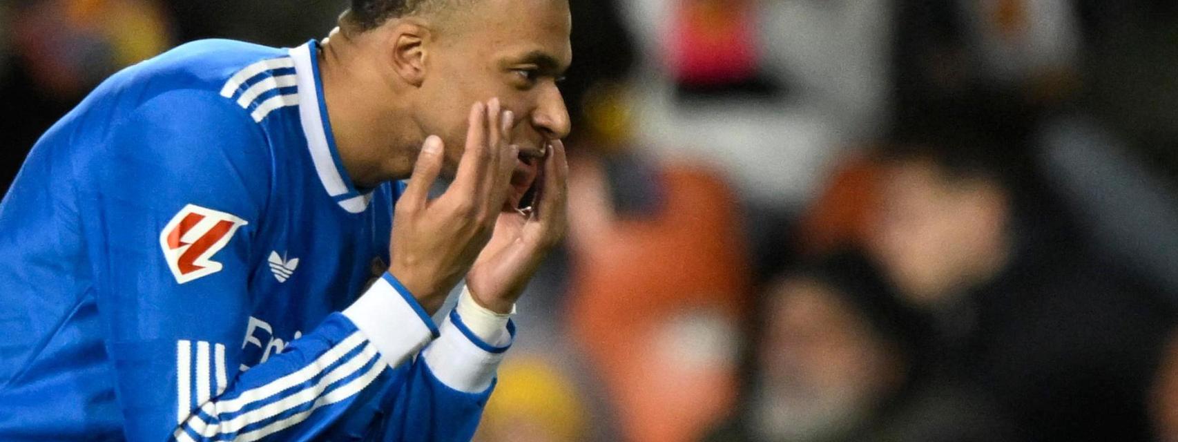 Mbappé celebra su gol ante el Valencia.