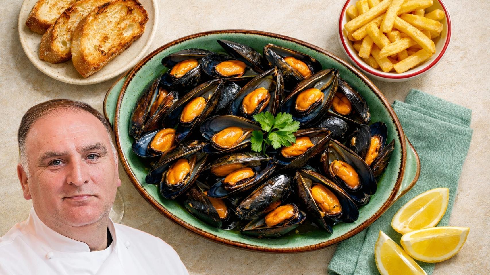 José Andrés, chef, en un montaje de El Español
