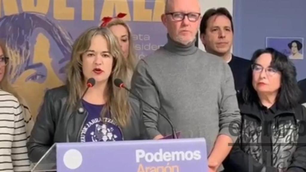 María Goikoetxea y su equipo, en su intervención ante los medios tras los resultados electorales