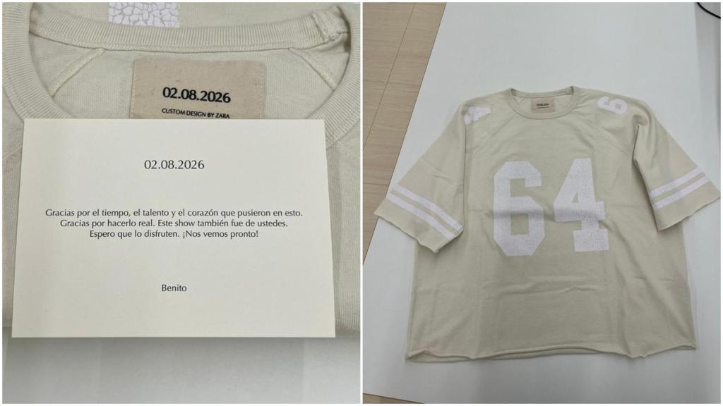 Detalle de Bad Bunny con el equipo de Zara tras el show de la Super Bowl 2026