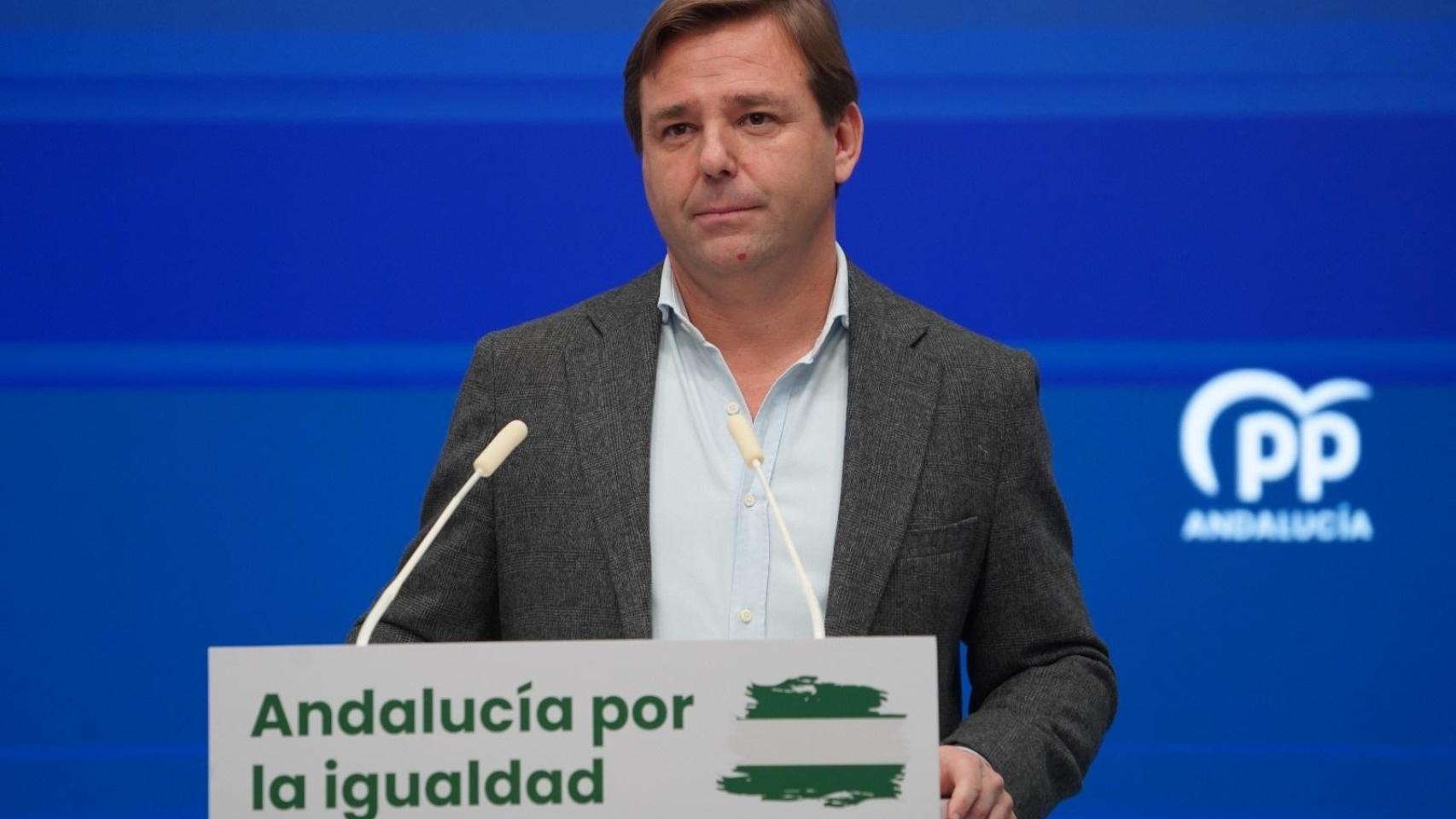Antonio Repullo, este lunes en la sede del PP de Andalucía.