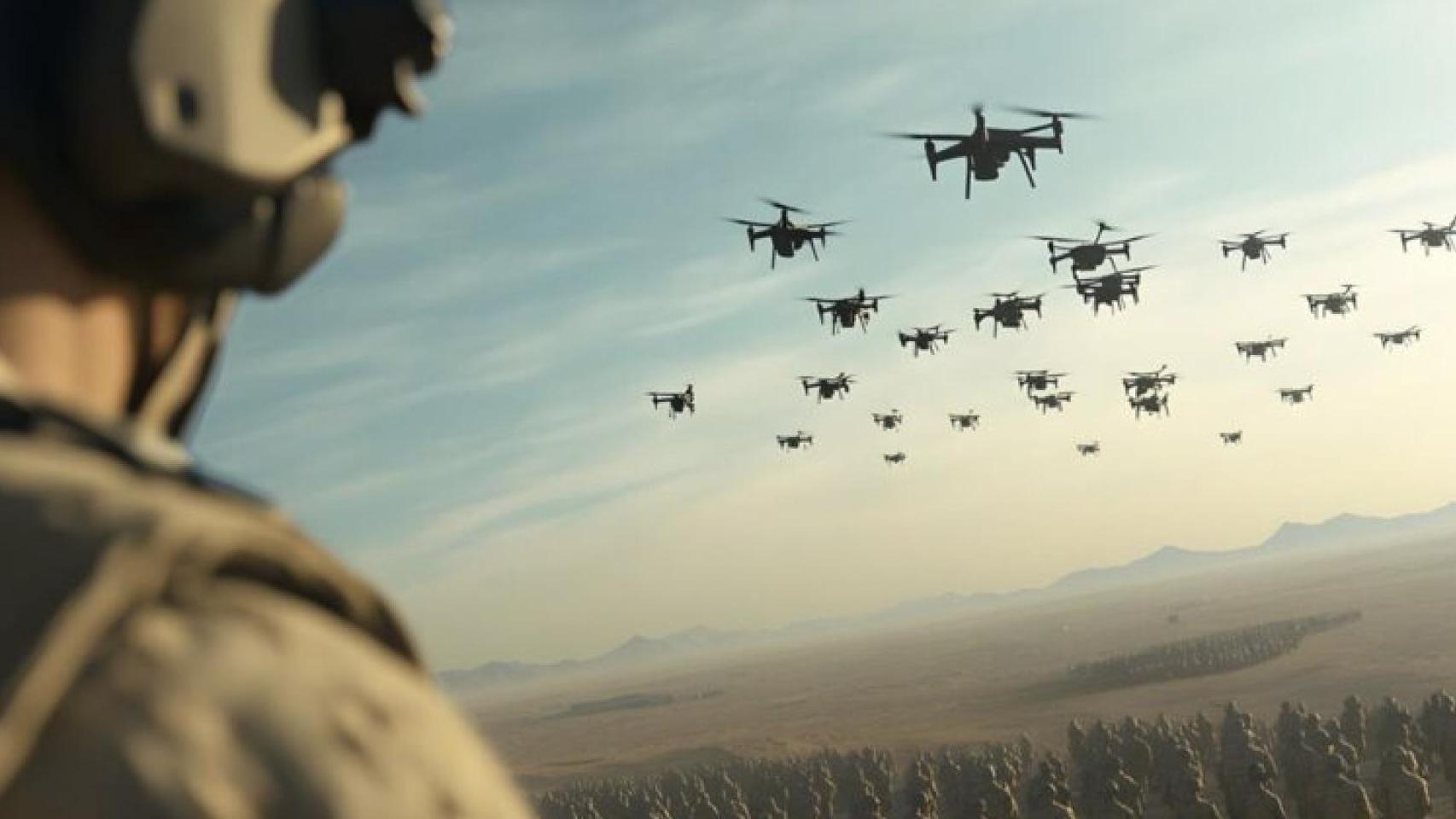 Sistema de enjambre autónomo en vuelo real.