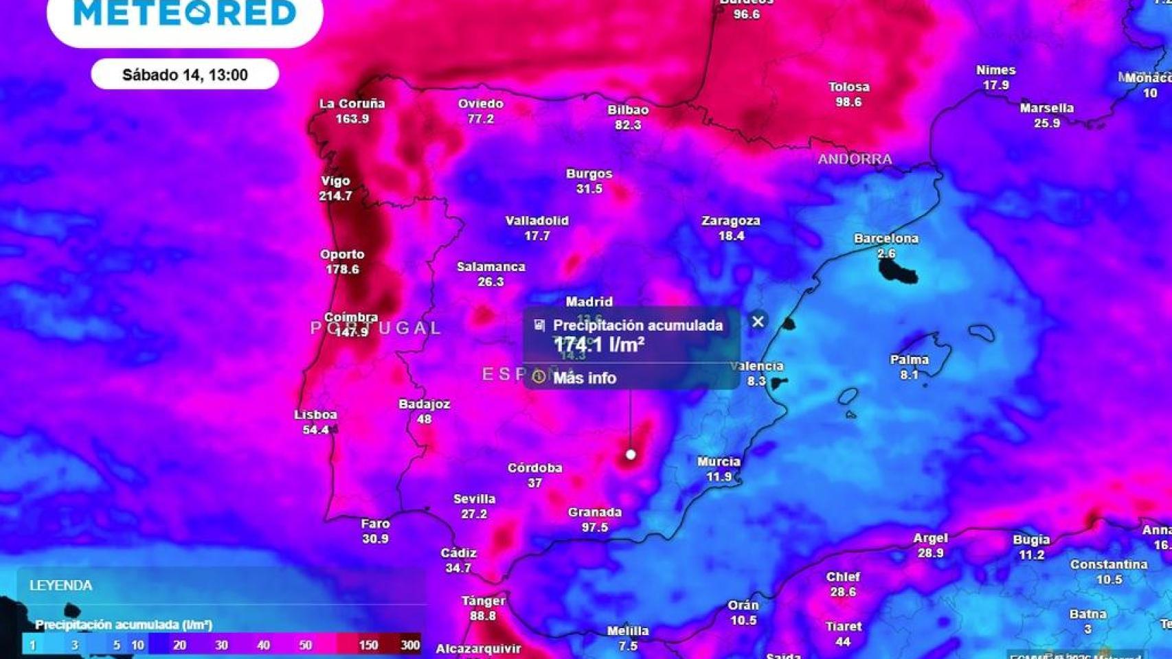 Mapa de los acumulados de precipitación