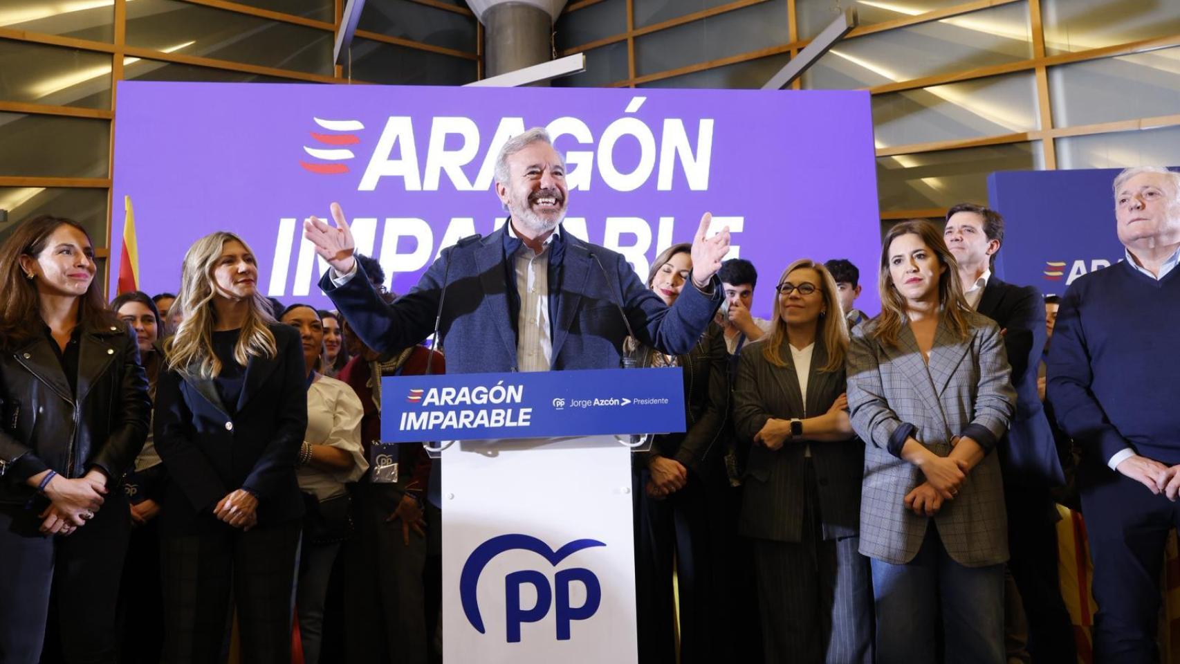 Jorge Azcón, en su primera intervención tras conocer el resultado electoral