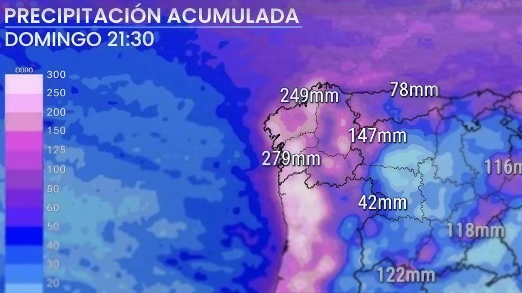 Precipitación acumulada hasta el domingo