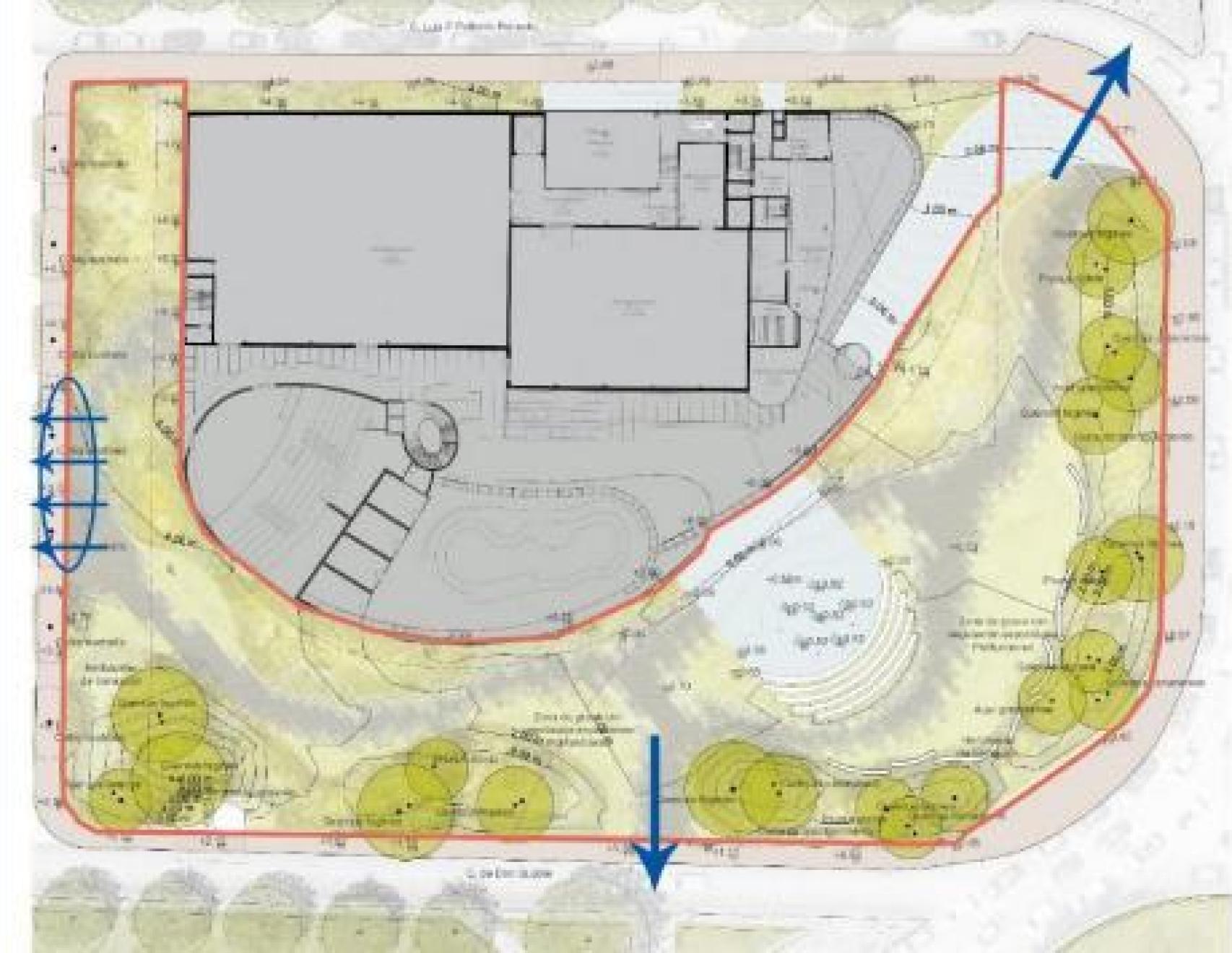 Ordenación de la parcela sobre la que se levantará el CaixaForum de Málaga.