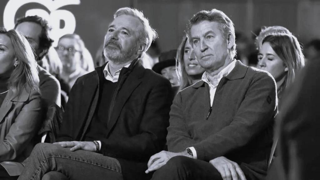 Feijóo y Azcón durante el acto de fin de campaña.