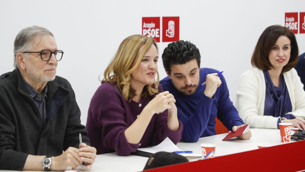Pilar Alegría, este lunes con su Ejecutiva en Zaragoza.