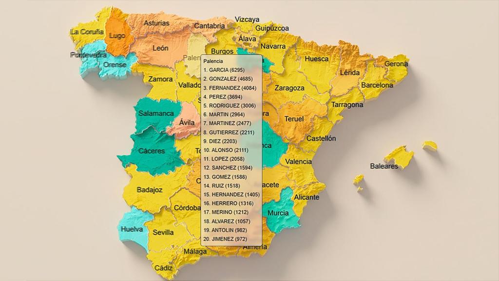 Mapa de apellidos de España editado con IA
