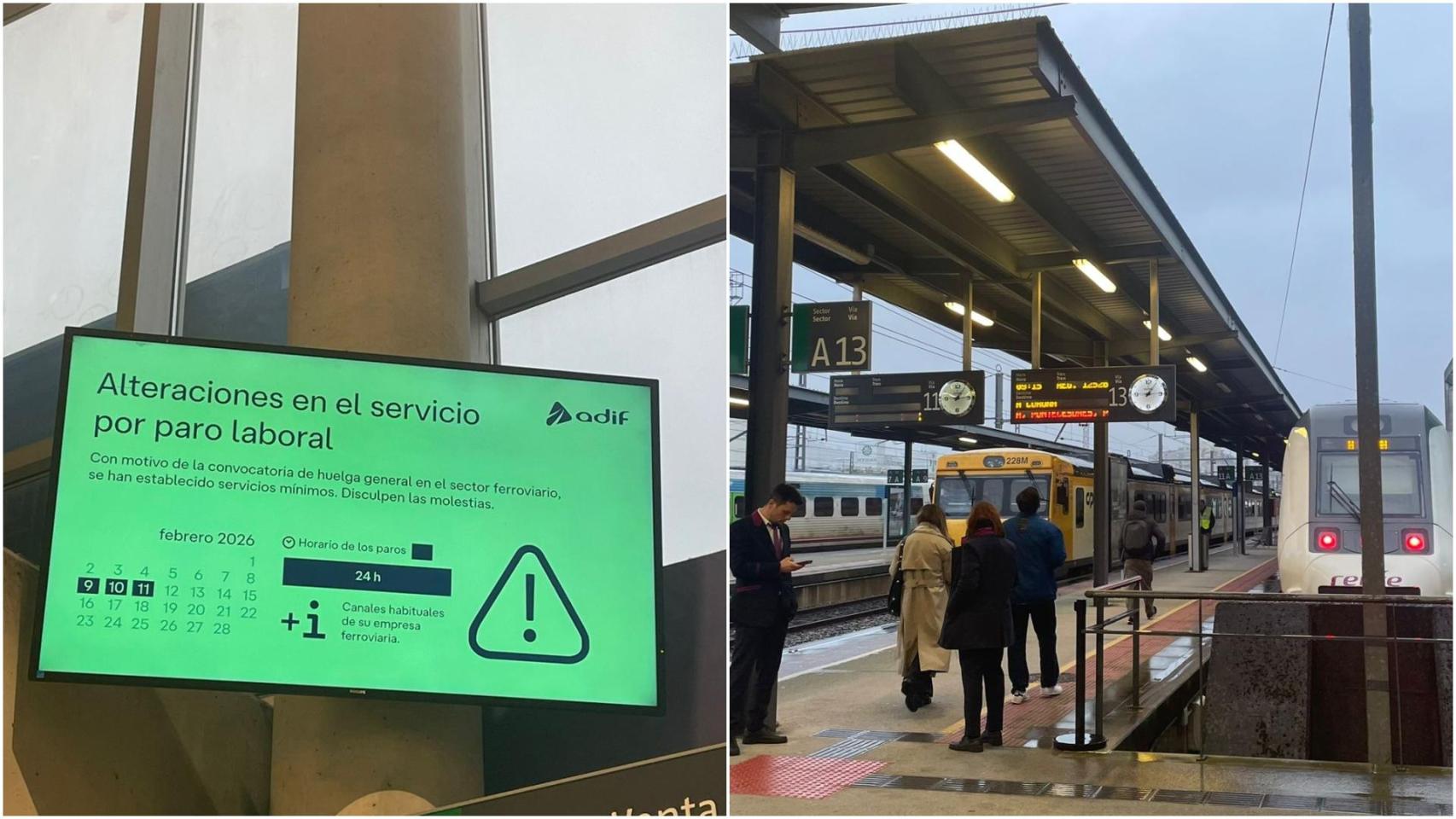 Huelga en Renfe, a 9 de febrero de 2026.