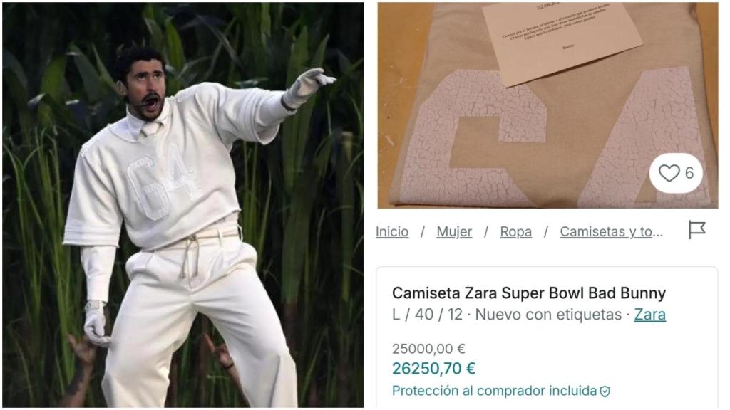 De 500 a 26.000 euros: la camiseta de Bad Bunny diseñada por Zara en A Coruña que se revende como oro