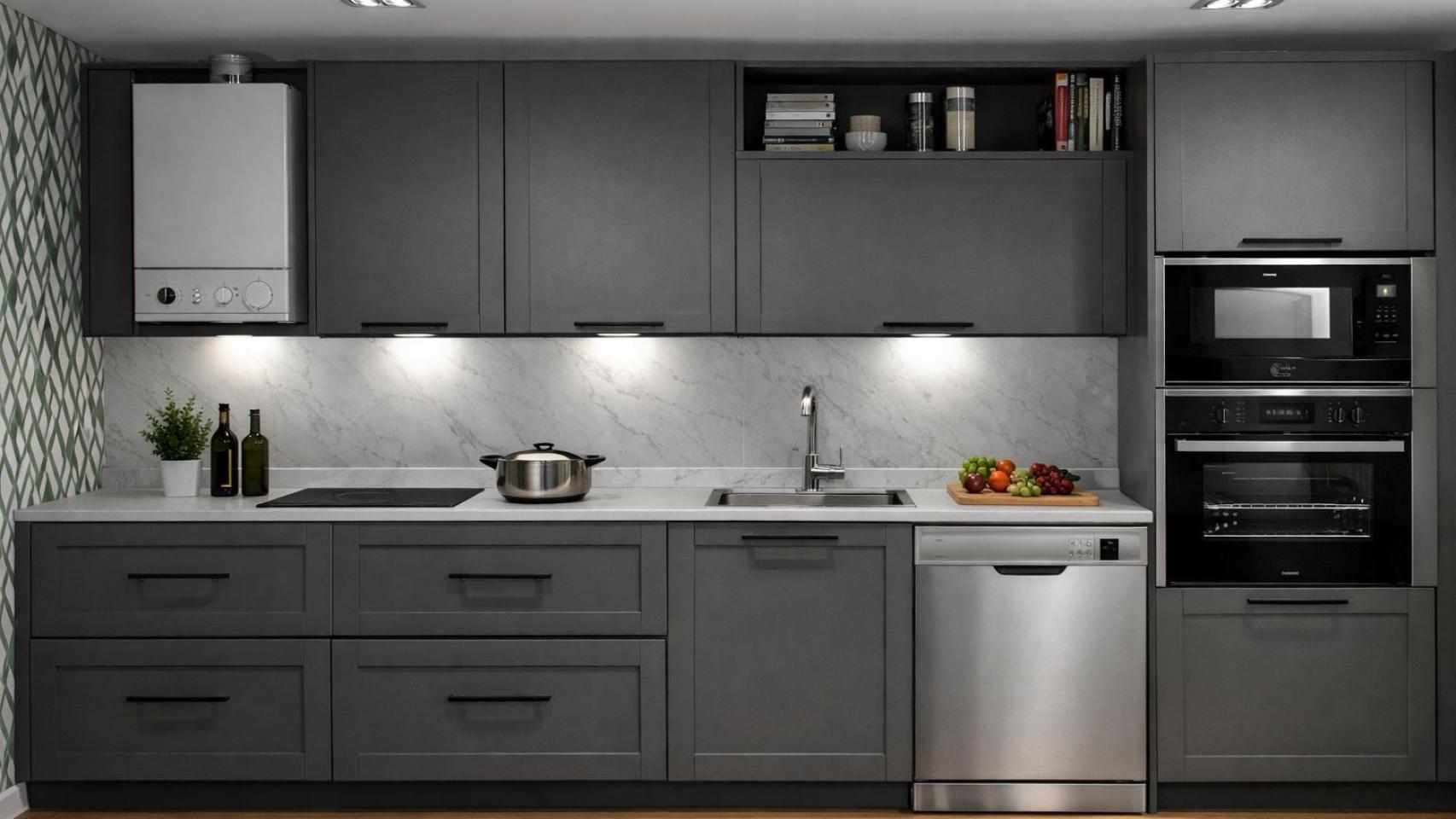 La caldera en una cocina.