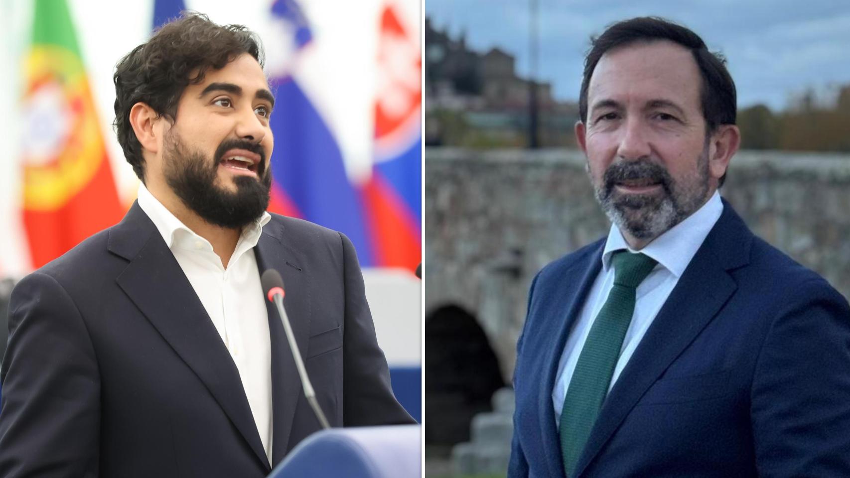 El líder de Se Acabó la Fiesta, Alvise Pérez, y el exprocurador de Vox Javier Teira, en un montaje de EL ESPAÑOL