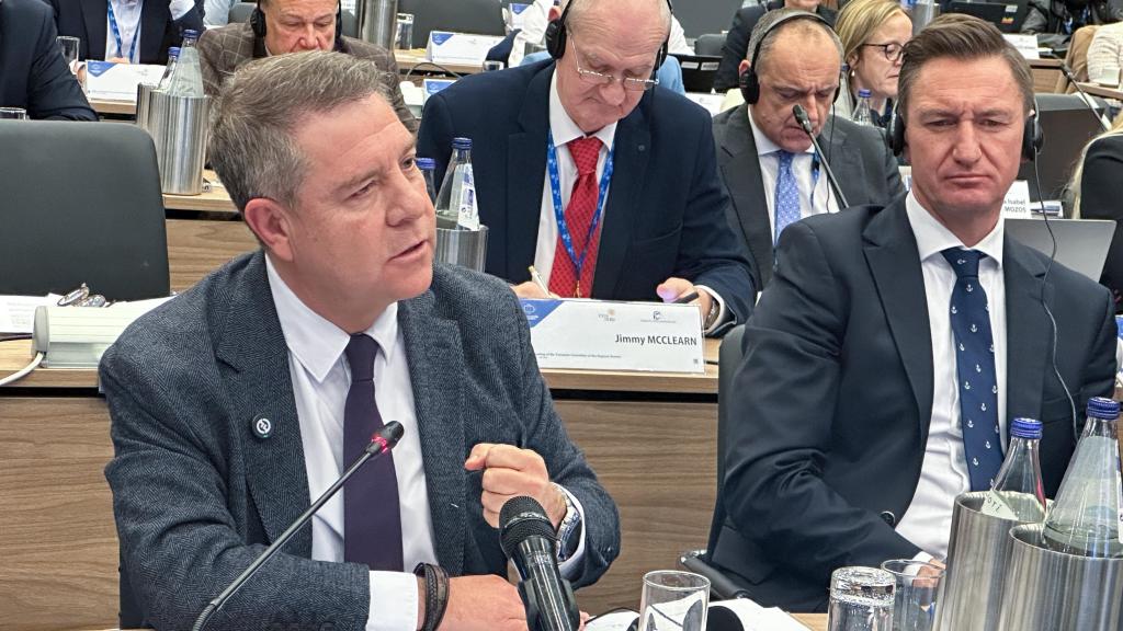 Emiliano García-Page durante la 238 reunión de la Mesa del Comité de las Regiones celebrada en Nicosia (Chipre). Foto: JCCM.