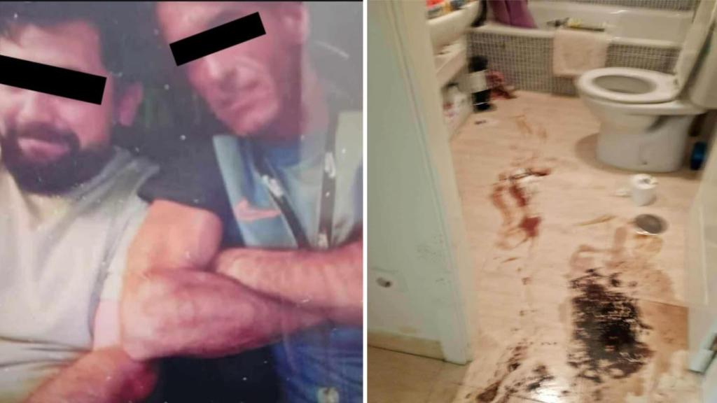 Los presuntos extorsionadores británicos y una imagen de cómo dejaron la casa de la víctima.