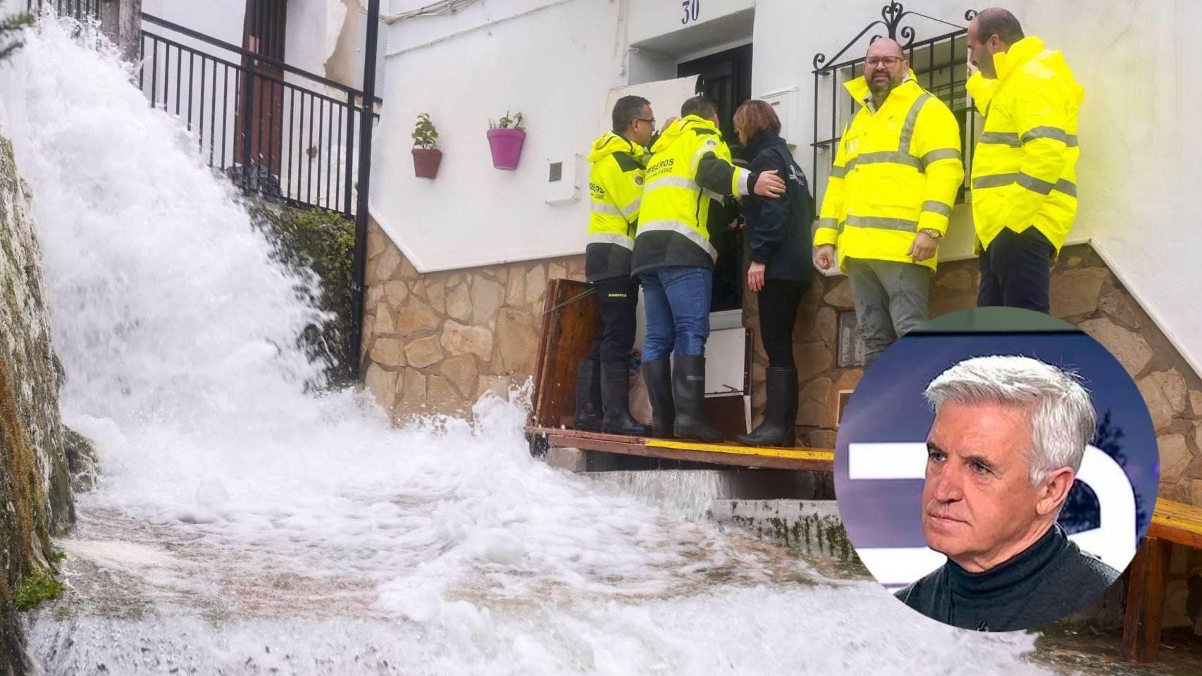 La localidad gaditana de Ubrique afectada por las borrascas / el meteorólogo Juan de Dios del Pino.