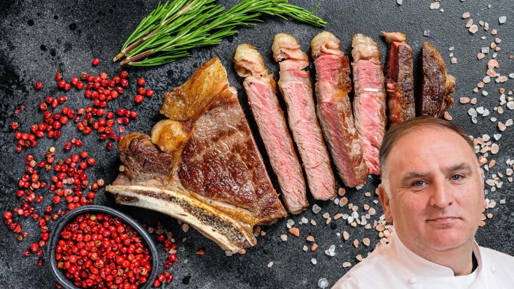 José Andrés, chef, en un montaje de El Español